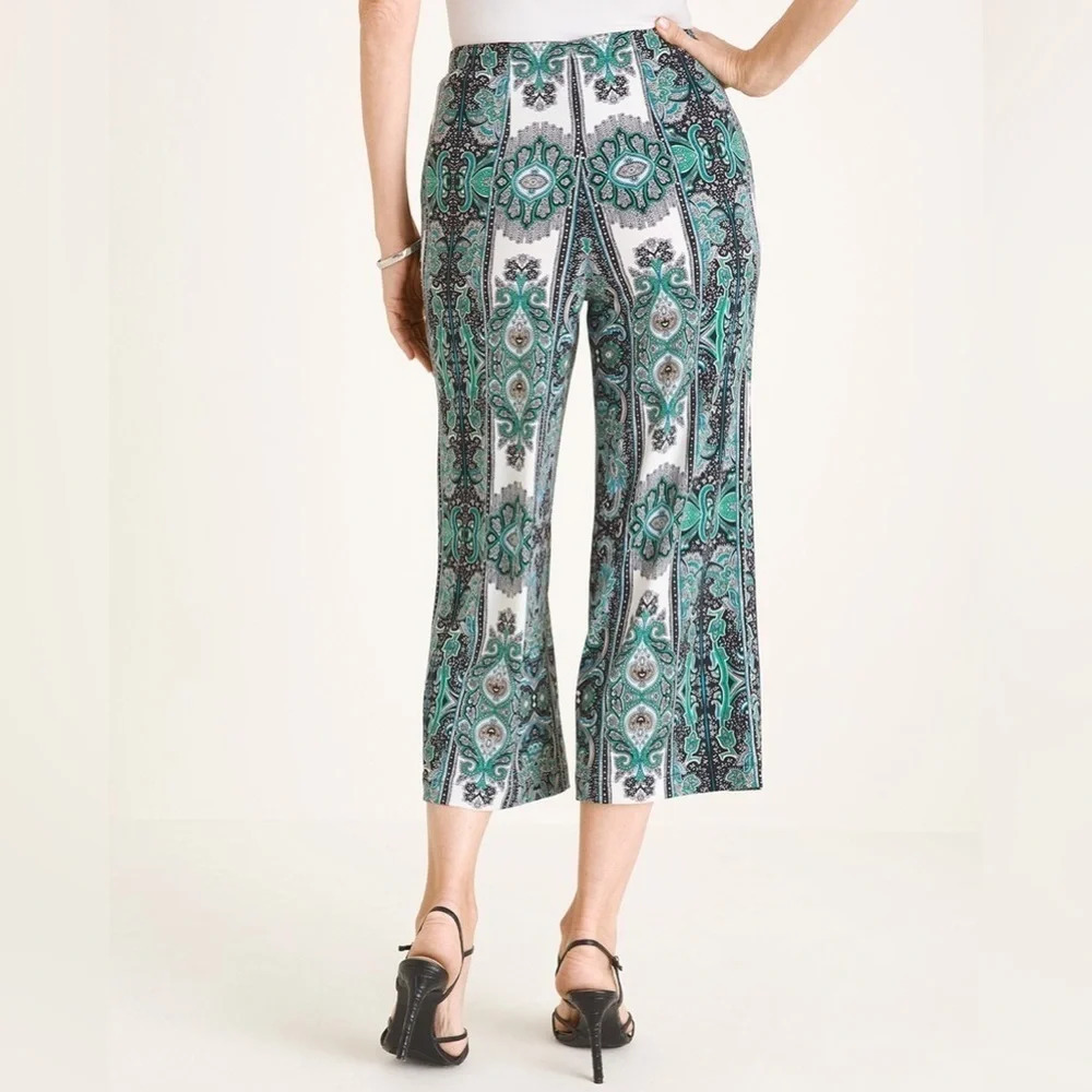 SET Chico’s Traveler’s Paisley Palooza Crop Wide Leg Pants and Top SET - Picture 12 of 12